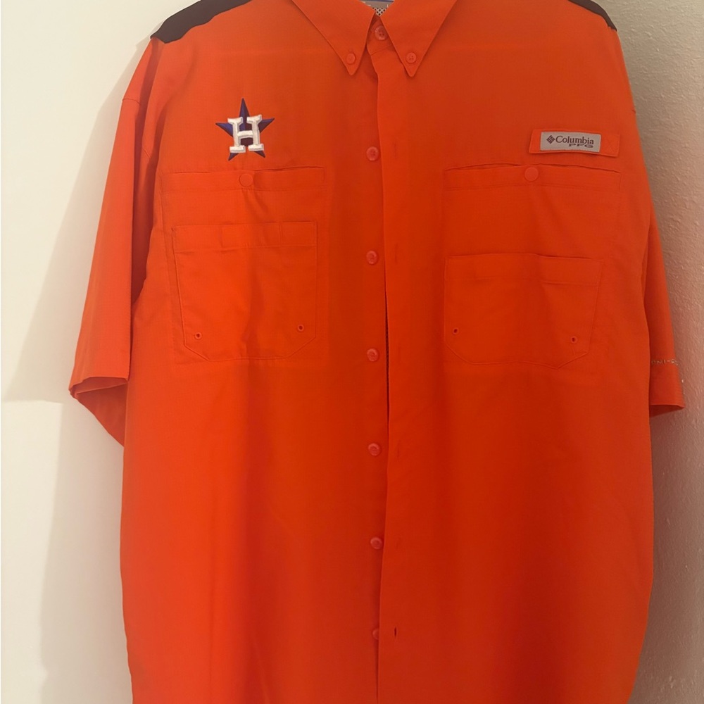 Columbia Men's Bright Orange Astros Casual Shirt